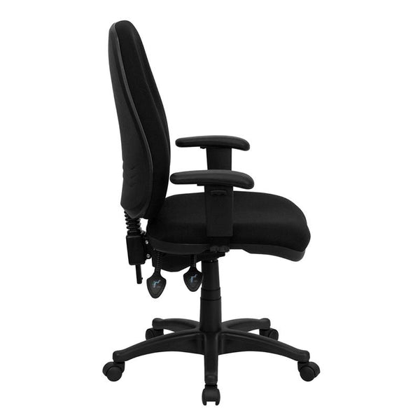 Flash Furniture High Back Black Fabric Executive Swivel Chair with Adjustable Arms - BT-661-BK-GG
