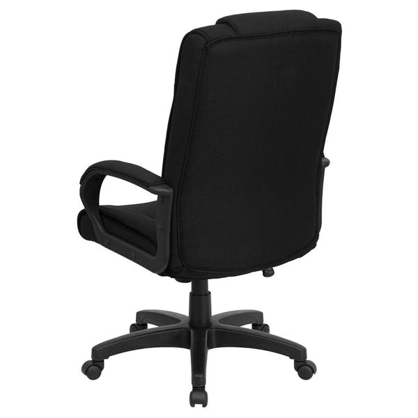 Flash Furniture High Back Black Fabric Executive Swivel Chair with Arms - GO-5301B-BK-GG