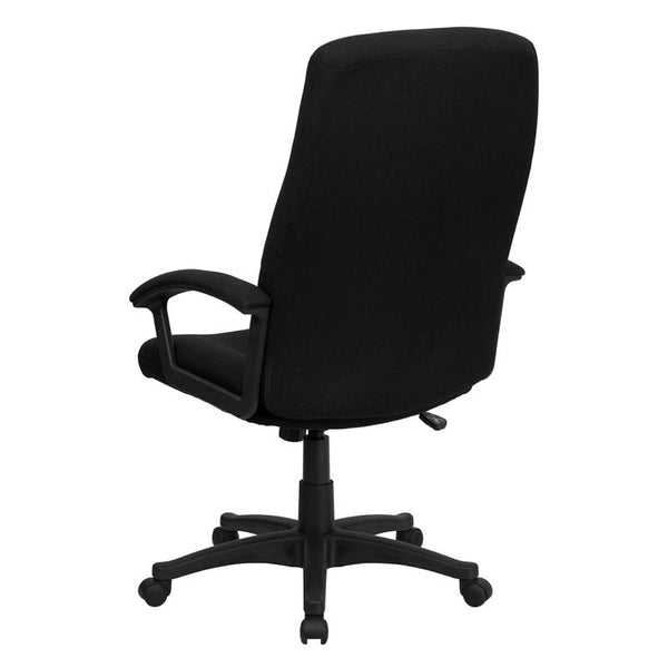Flash Furniture High Back Black Fabric Executive Swivel Chair with Two Line Horizontal Stitch Back and Arms - BT-134A-BK-GG