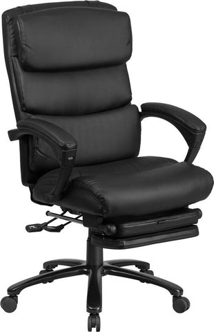 Flash Furniture High Back Black Leather Executive Reclining Swivel Chair with Adjustable Headrest, Comfort Coil Seat Springs and Arms - BT-90519H-GG