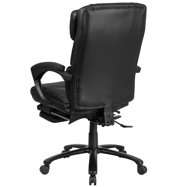 Flash Furniture High Back Black Leather Executive Reclining Swivel Chair with Adjustable Headrest, Comfort Coil Seat Springs and Arms - BT-90519H-GG