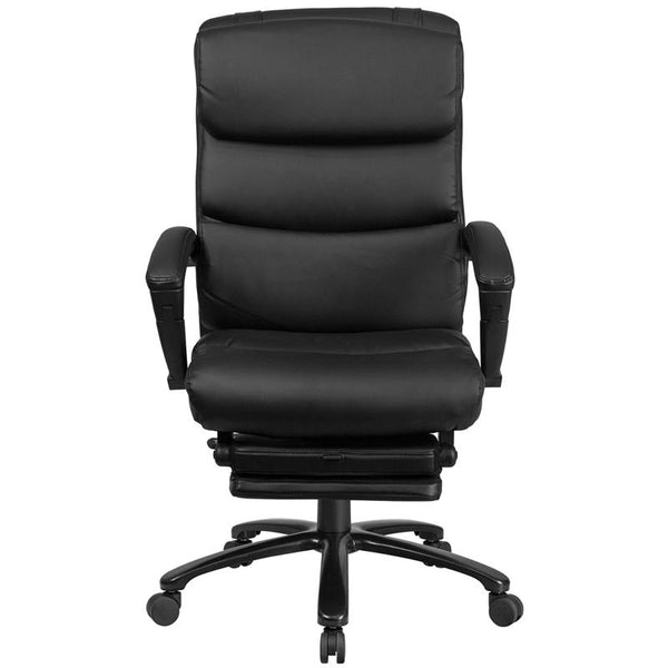 Flash Furniture High Back Black Leather Executive Reclining Swivel Chair with Adjustable Headrest, Comfort Coil Seat Springs and Arms - BT-90519H-GG
