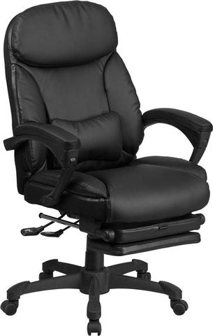 Flash Furniture High Back Black Leather Executive Reclining Swivel Chair with Comfort Coil Seat Springs and Arms - BT-90506H-GG