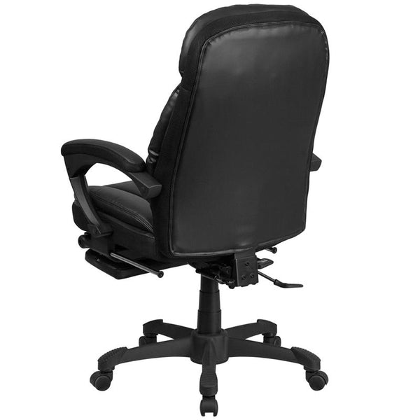 Flash Furniture High Back Black Leather Executive Reclining Swivel Chair with Comfort Coil Seat Springs and Arms - BT-90506H-GG