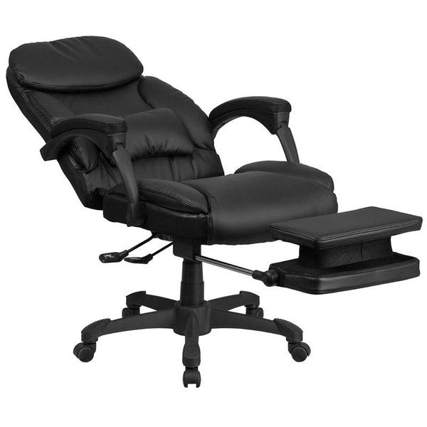 Flash Furniture High Back Black Leather Executive Reclining Swivel Chair with Comfort Coil Seat Springs and Arms - BT-90506H-GG