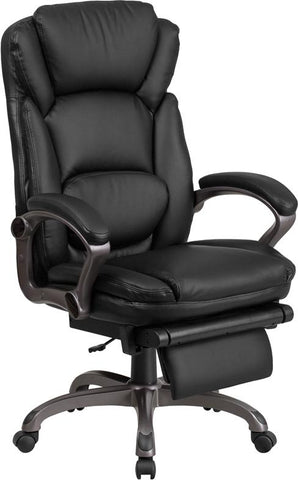 Flash Furniture High Back Black Leather Executive Reclining Swivel Chair with Outer Lumbar Cushion and Arms - BT-90279H-GG