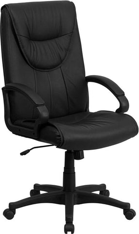 Flash Furniture High Back Black Leather Executive Swivel Chair with Arms - BT-238-BK-GG