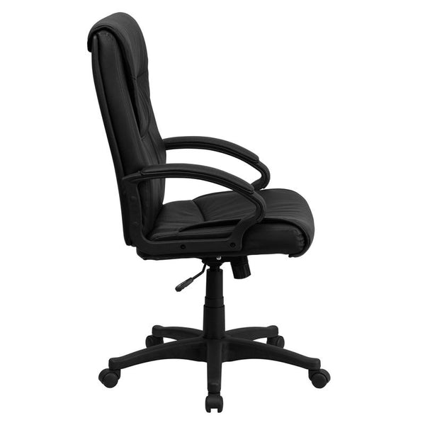 Flash Furniture High Back Black Leather Executive Swivel Chair with Arms - BT-238-BK-GG