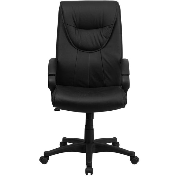 Flash Furniture High Back Black Leather Executive Swivel Chair with Arms - BT-238-BK-GG
