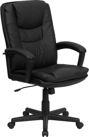 Flash Furniture High Back Black Leather Executive Swivel Chair with Arms - BT-2921-BK-GG