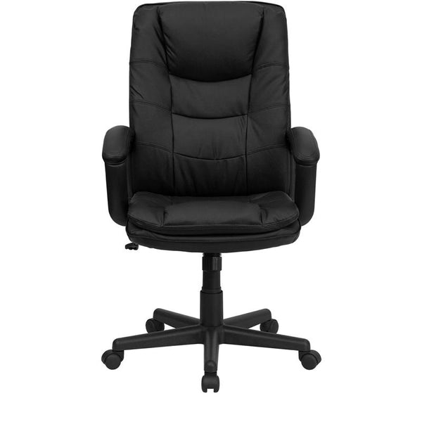 Flash Furniture High Back Black Leather Executive Swivel Chair with Arms - BT-2921-BK-GG
