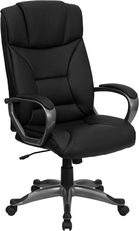 Flash Furniture High Back Black Leather Executive Swivel Chair with Arms - BT-9177-BK-GG