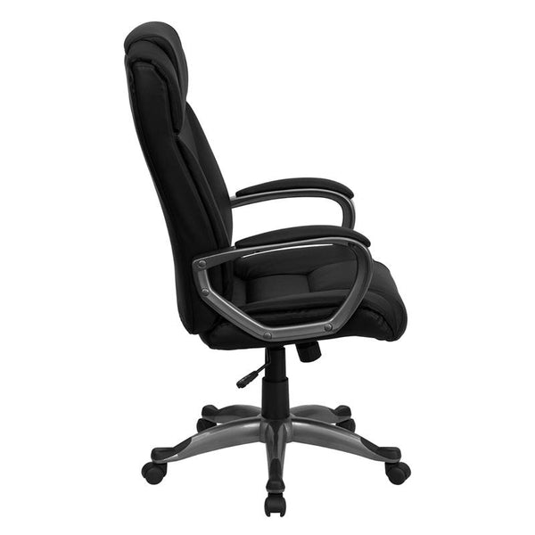 Flash Furniture High Back Black Leather Executive Swivel Chair with Arms - BT-9177-BK-GG