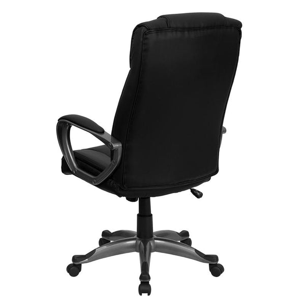 Flash Furniture High Back Black Leather Executive Swivel Chair with Arms - BT-9177-BK-GG