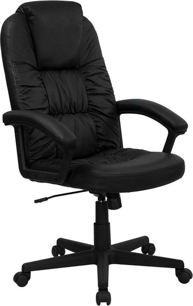 Flash Furniture High Back Black Leather Executive Swivel Chair with Arms - BT-983-BK-GG