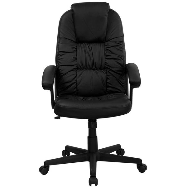 Flash Furniture High Back Black Leather Executive Swivel Chair with Arms - BT-983-BK-GG