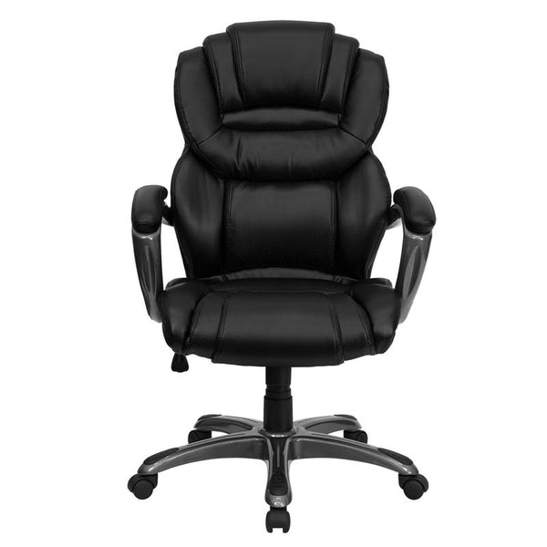 Flash Furniture High Back Black Leather Executive Swivel Chair with Arms - GO-901-BK-GG