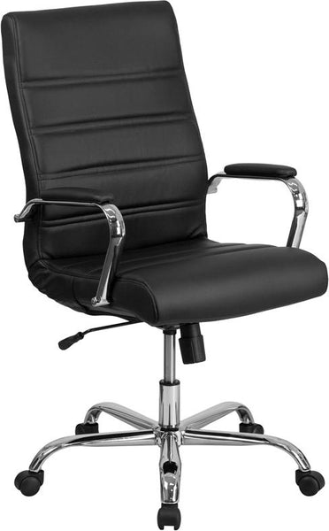 Flash Furniture High Back Black Leather Executive Swivel Chair with Chrome Base and Arms - GO-2286H-BK-GG