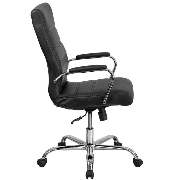 Flash Furniture High Back Black Leather Executive Swivel Chair with Chrome Base and Arms - GO-2286H-BK-GG