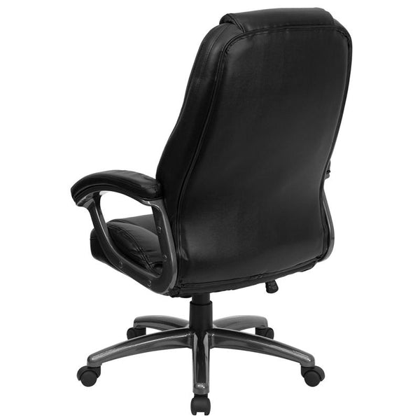 Flash Furniture High Back Black Leather Executive Swivel Chair with Deep Curved Lumbar and Arms - GO-7145-BK-GG