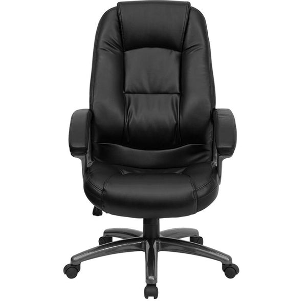 Flash Furniture High Back Black Leather Executive Swivel Chair with Deep Curved Lumbar and Arms - GO-7145-BK-GG