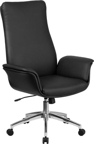 Flash Furniture High Back Black Leather Executive Swivel Chair with Flared Arms - BT-88-BK-GG