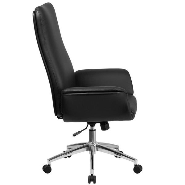 Flash Furniture High Back Black Leather Executive Swivel Chair with Flared Arms - BT-88-BK-GG