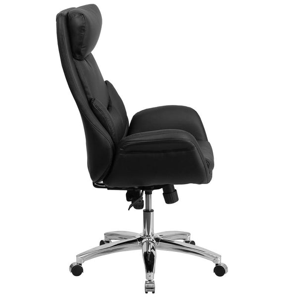 Flash Furniture High Back Black Leather Executive Swivel Chair with Lumbar Pillow and Arms - BT-90027OH-GG