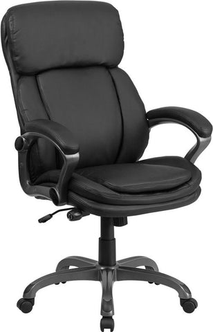 Flash Furniture High Back Black Leather Executive Swivel Chair with Lumbar Support Knob with Arms - BT-90272H-GG