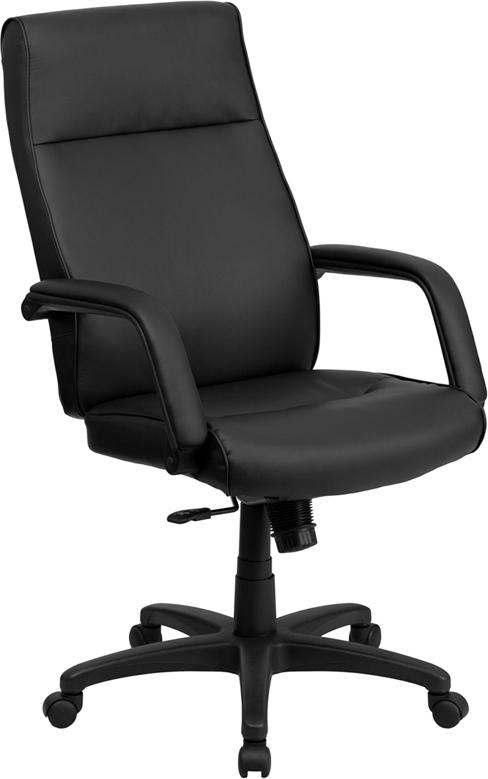 Flash Furniture High Back Black Leather Executive Swivel Chair with Memory Foam Padding and Arms - BT-90033H-BK-GG