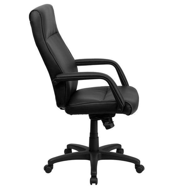 Flash Furniture High Back Black Leather Executive Swivel Chair with Memory Foam Padding and Arms - BT-90033H-BK-GG