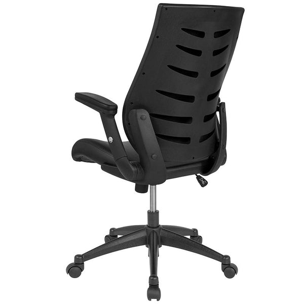 Flash Furniture High Back Black Leather Executive Swivel Chair with Molded Foam Seat and Adjustable Arms - BL-LB-8809-LEA-GG