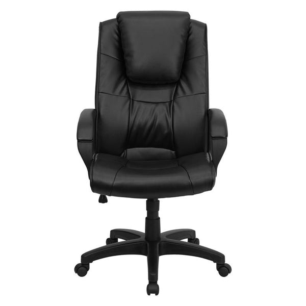 Flash Furniture High Back Black Leather Executive Swivel Chair with Oversized Headrest and Arms - GO-5301BSPEC-CH-BK-LEA-GG