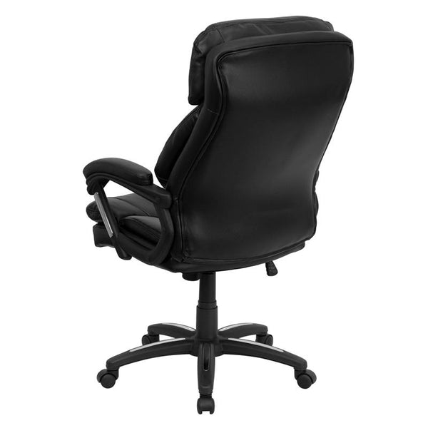 Flash Furniture High Back Black Leather Executive Swivel Chair with Plush Headrest, Extensive Padding and Arms - GO-1097-BK-LEA-GG