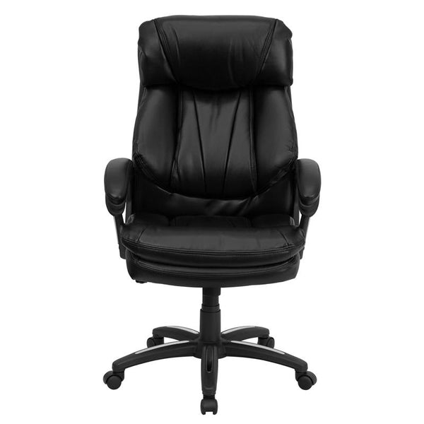 Flash Furniture High Back Black Leather Executive Swivel Chair with Plush Headrest, Extensive Padding and Arms - GO-1097-BK-LEA-GG