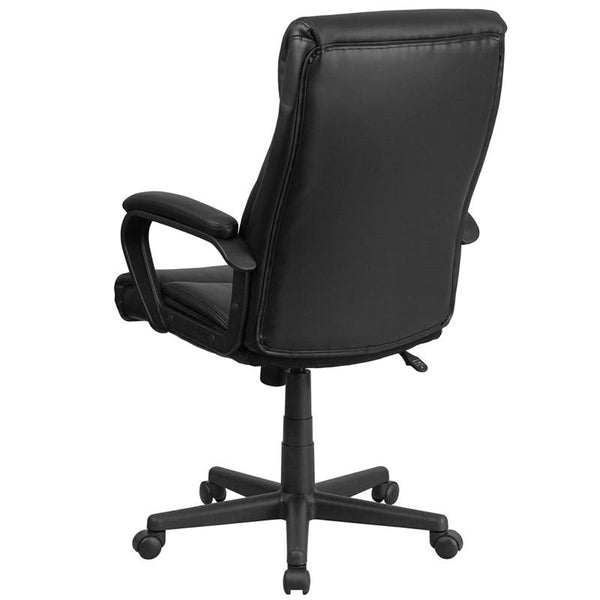 Flash Furniture High Back Black Leather Executive Swivel Chair with Slight Mesh Accent and Arms - GO-2196-1-GG