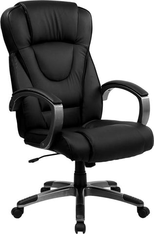 Flash Furniture High Back Black Leather Executive Swivel Chair with Titanium Nylon Base and Loop Arms - BT-9069-BK-GG