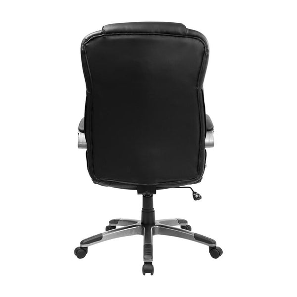 Flash Furniture High Back Black Leather Executive Swivel Chair with Titanium Nylon Base and Loop Arms - BT-9069-BK-GG