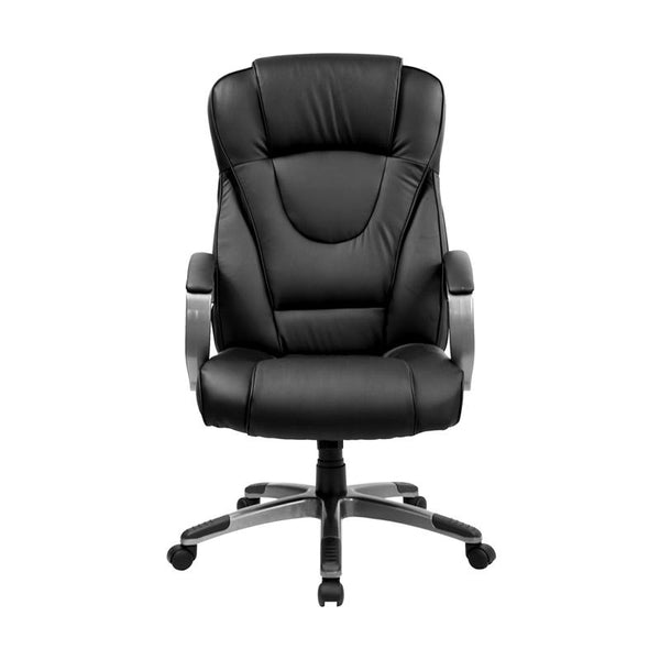 Flash Furniture High Back Black Leather Executive Swivel Chair with Titanium Nylon Base and Loop Arms - BT-9069-BK-GG