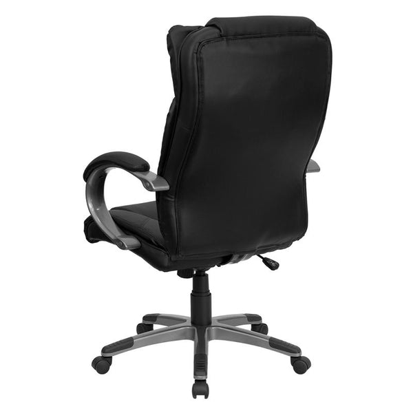 Flash Furniture High Back Black Leather Executive Swivel Chair with Titanium Nylon Base and Loop Arms - BT-9088-BK-GG