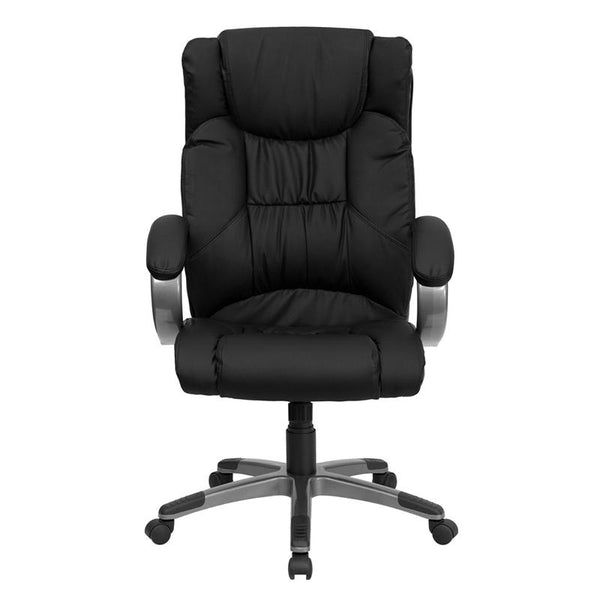 Flash Furniture High Back Black Leather Executive Swivel Chair with Titanium Nylon Base and Loop Arms - BT-9088-BK-GG