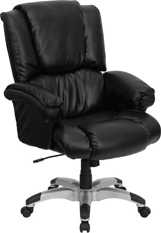 Flash Furniture High Back Black Leather OverStuffed Executive Swivel Chair with Fully Upholstered Arms - GO-958-BK-GG