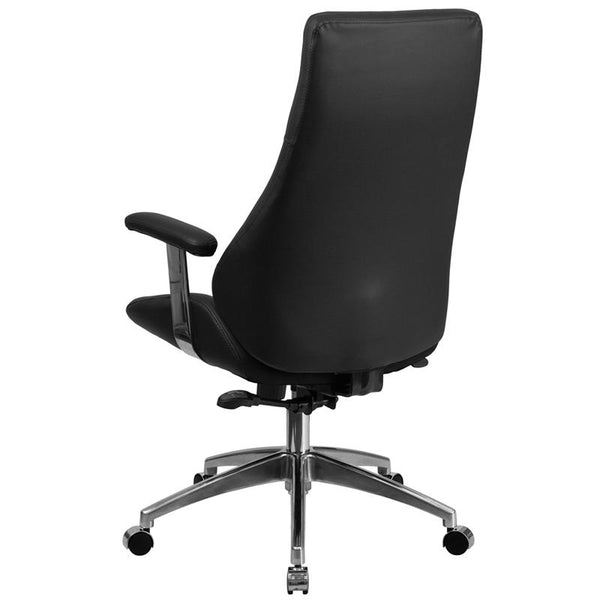 Flash Furniture High Back Black Leather Smooth Upholstered Executive Swivel Chair with Arms - BT-90068H-GG