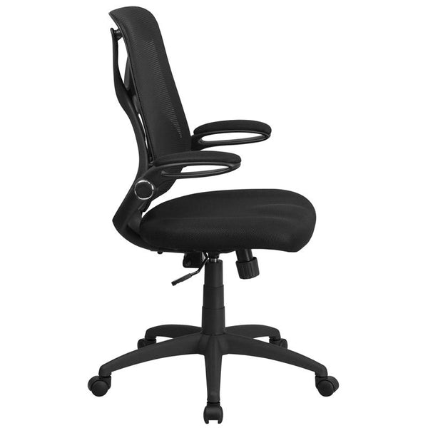 Flash Furniture High Back Black Mesh Executive Swivel Chair with Adjustable Lumbar, 2-Paddle Control and Flip-Up Arms - HL-0013-GG