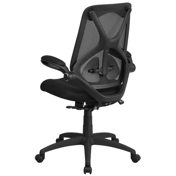 Flash Furniture High Back Black Mesh Executive Swivel Chair with Adjustable Lumbar, 2-Paddle Control and Flip-Up Arms - HL-0013-GG