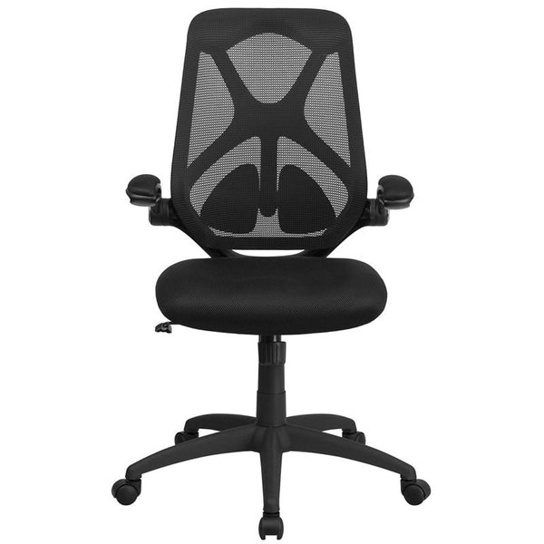 Flash Furniture High Back Black Mesh Executive Swivel Chair with Adjustable Lumbar, 2-Paddle Control and Flip-Up Arms - HL-0013-GG