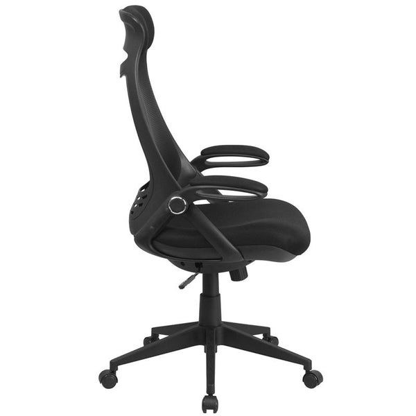 Flash Furniture High Back Black Mesh Executive Swivel Chair with Flip-Up Arms - HL-0018-GG