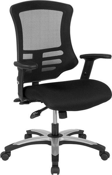 Flash Furniture High Back Black Mesh Multifunction Executive Swivel Chair with Molded Foam Seat and Adjustable Arms - BL-LB-8817-GG