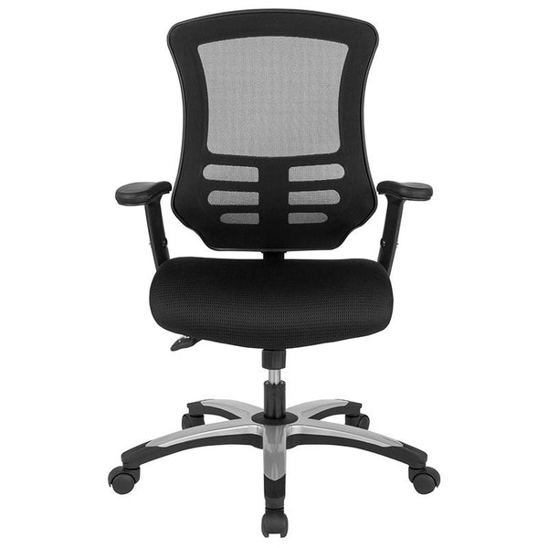 Flash Furniture High Back Black Mesh Multifunction Executive Swivel Chair with Molded Foam Seat and Adjustable Arms - BL-LB-8817-GG