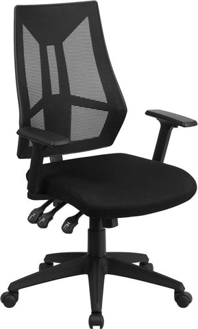 Flash Furniture High Back Black Mesh Multifunction Swivel Task Chair with Adjustable Arms - HL-0017-GG